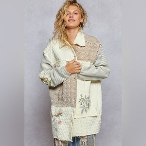 POL “ Sunpetal Quilt “ Jacket With Quilted and Embroidery Design | Cream